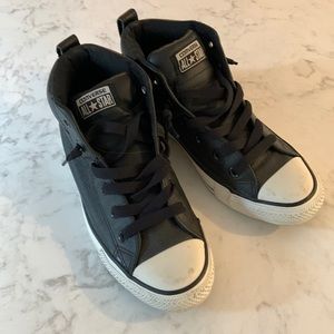 Black Leather Mid-Top Converse